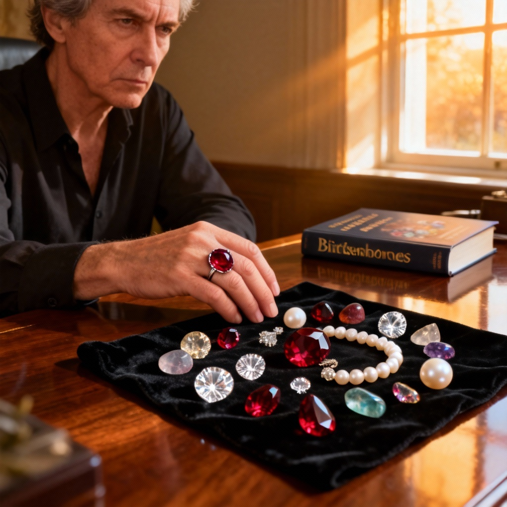 A person wearing a garnet ring