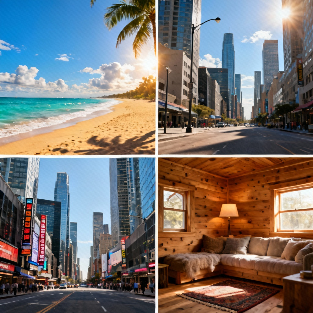 Two cozy cabin interiors with minor variations in decor and lighting