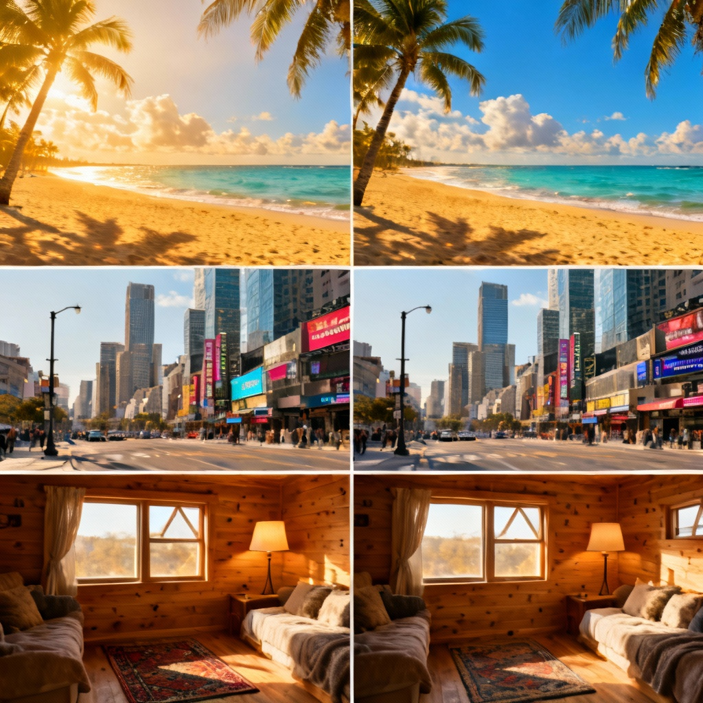 Two nearly identical tropical beach scenes with subtle differences