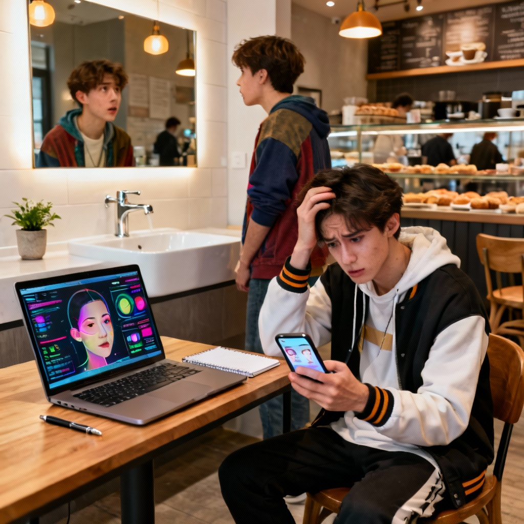 Uma tela de computador mostrando uma análise de características faciais