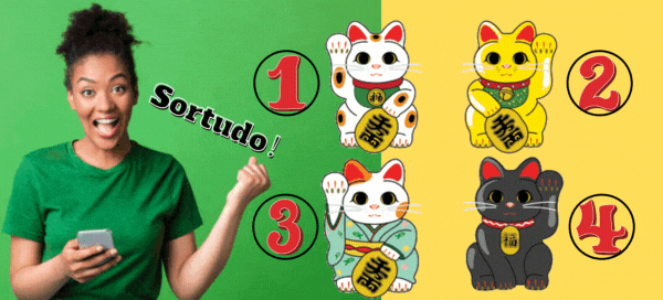 Escolha um gato da sorte e veja qual &eacute; a mensagem de sorte que ele tem para voc&ecirc;