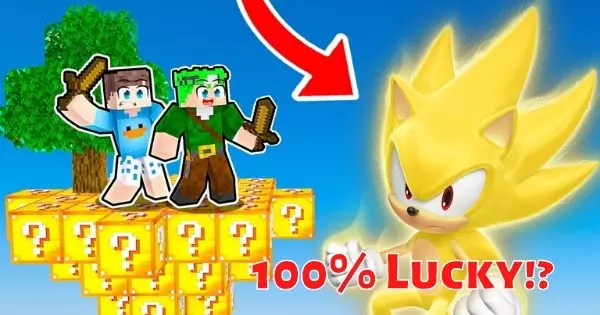 Super Sonic Appeared! Can You Defeat Him In The Lucky Block Island Challenge In Minecraft?