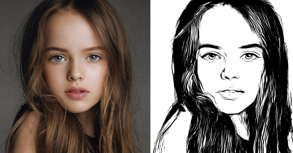 Retrato Seu Feito Com Linhas Simples