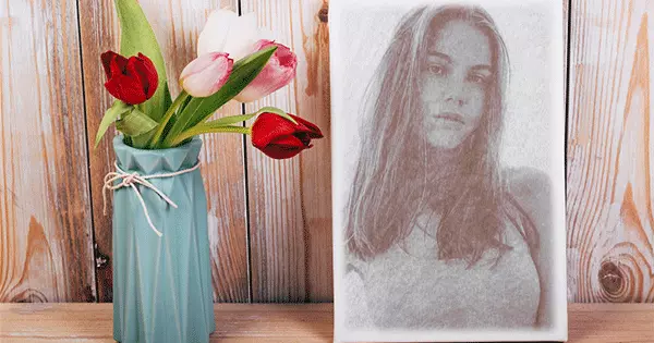 Seu Retrato Com Tulipas De Primavera