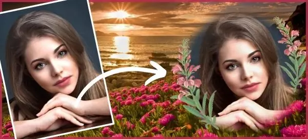 🌺 Como Voc&ecirc; Parece Fofa Vendo O P&ocirc;r Do Sol Na Praia No Meio Dessas Lindas Flores Cor De Rosa!