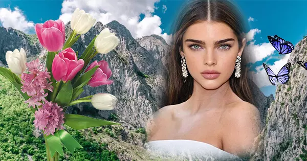 Add Your Photo On The Clouds Above The Green Hills