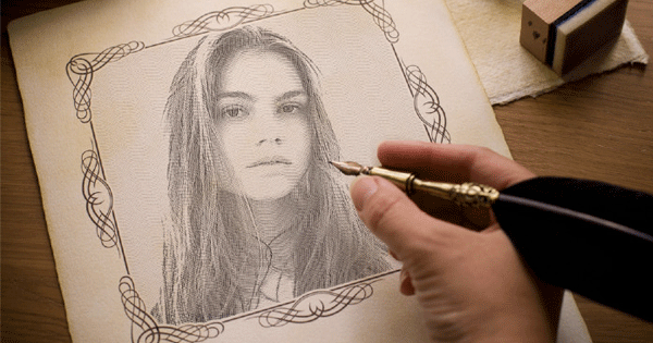Assine O Seu Retrato, Do Seu Amigo Ou Do Seu Amado Com Uma Pena Vintage