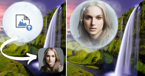 Awesome Waterfall Landscape With Your Photo On The Moon | Create Free!