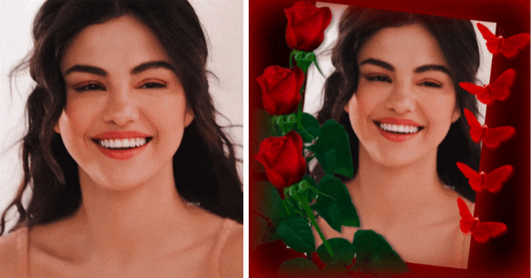 Aprimore Seu Retrato Nessa Linda Moldura De Rosas E Borboletas Gratuita!
