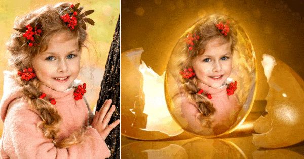 Effet d'un &oelig;uf d'or | Cr&eacute;ez une photo pour votre adorable b&eacute;b&eacute; !
