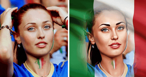 Disegna il tuo avatar cartone animato sulla bandiera italiana! Caricatura gratuita!