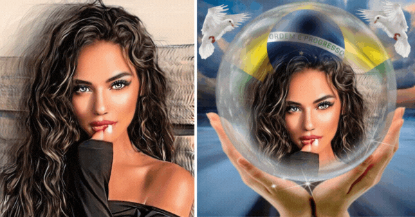 Crie Sua Foto Pac&iacute;fica Da Bola De Cristal Com Uma Bandeira Do Brasil!