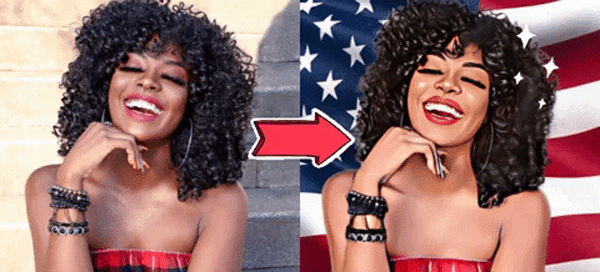 Draw Your Cartoon Avatar On The Flag Of The USA! Free Caricature Effect!