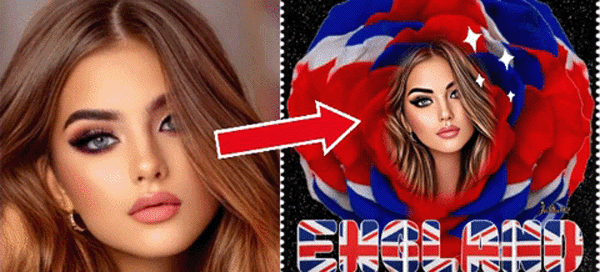 Draw Your Cartoon Avatar On The Rose-Shaped Flag Of The England!