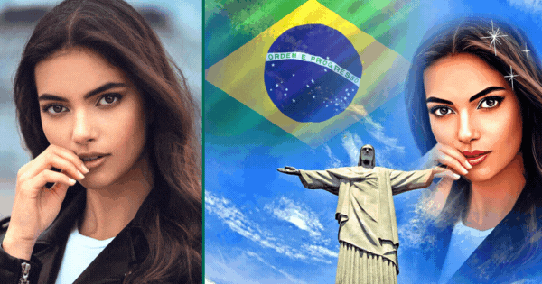 Moldura Especial No Cristo Redentor | Crie Sua Foto Ao Lado Da Bandeira Do Brasil!