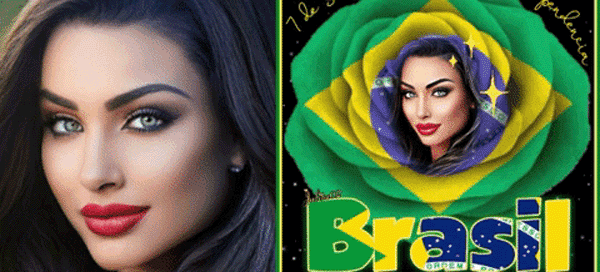 Desenhe seu avatar de desenho animado na bandeira em forma de rosa do Brasil!