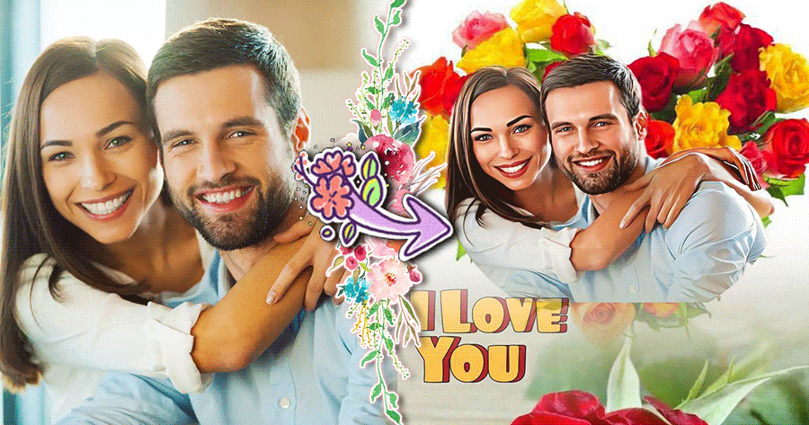 Make Your Beautiful Photo With Rose&Heart Frame, Get It Now!