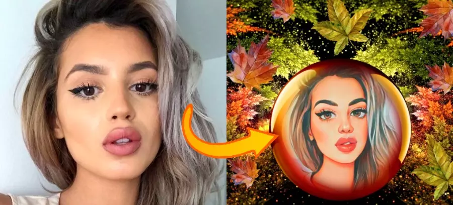 Draw Your Cartoon Avatar In This Crystal Ball Surrounded By Beautiful Maple Leaves