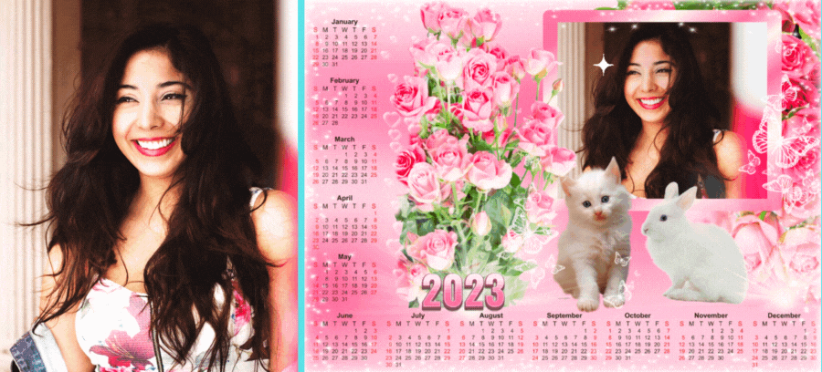 🥳 New Year 2023 | Your Picture In This Adorable Pink Calendar