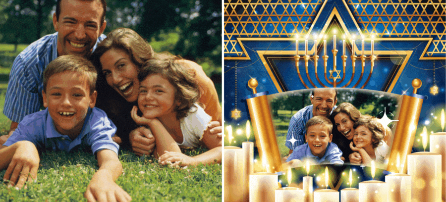 Buon Hanukkah | Guarda La Tua Famiglia In Mezzo Alla Luce Delle Candele