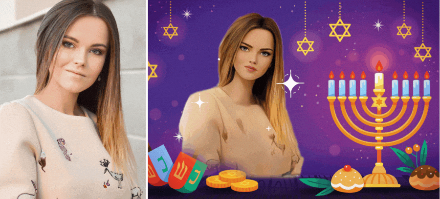 Buon Hanukkah | Crea La Tua Cartolina Per Le Feste Con Questo Effetto Da Cartone Animato