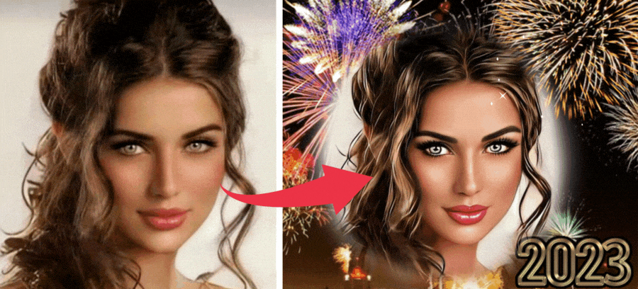 Crea Il Tuo Avatar Con Questa Cornice Per Foto Con Fuochi D'Artificio Per Il Nuovo Anno 2023
