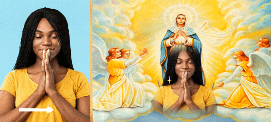 Show Your Devotion To Virgin Mary With This Holy Photo Surrounded By Angels 👼