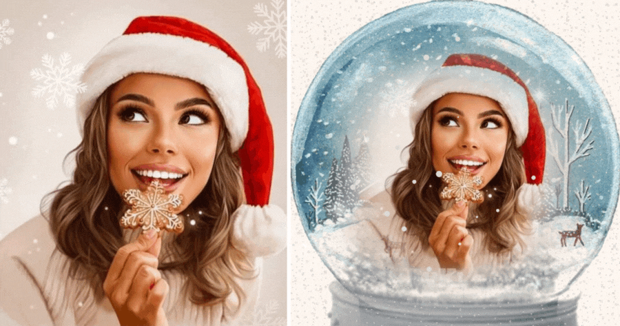 ❄ Efeito de foto de Natal branco | Fa&ccedil;a j&aacute; o seu!