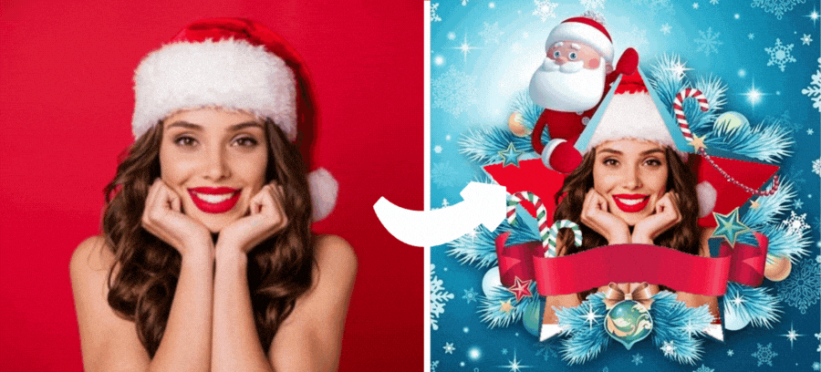 Add Your Photo In Santa Stars Photo Frames