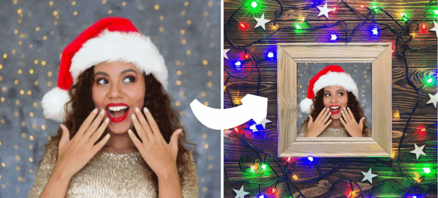 Add Your Photo In A Frame Surrounded By Christmas Lights