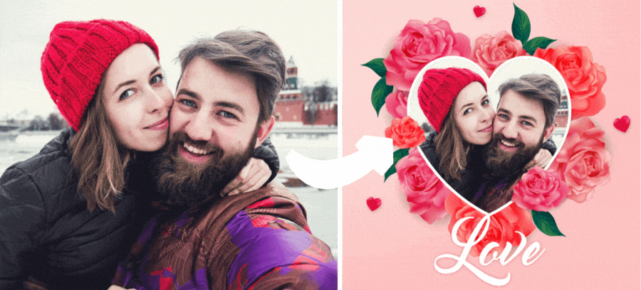 Create A Sweet Photo Of You And Your Loved One In This Heart Wreath