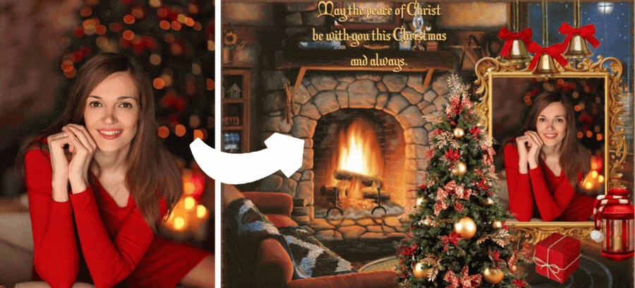 Add Your Photos In This Christmas Eve Photo Frame, May The Peace Of Christ Be With You