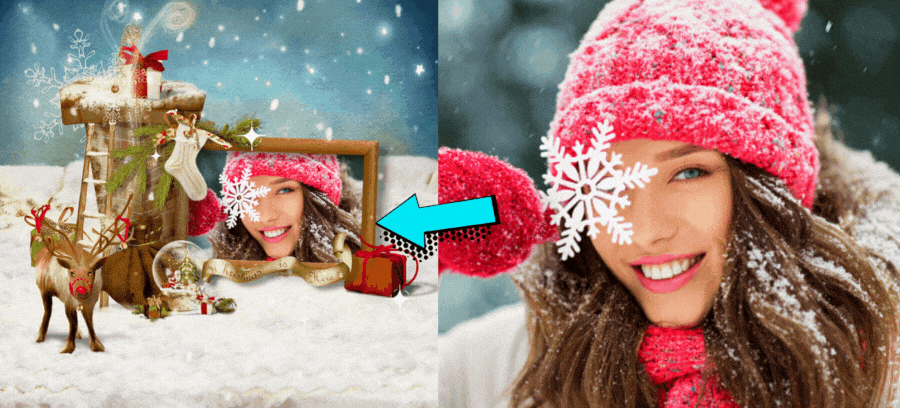 Add Your Photo In This Beautiful Christmas Scene Next To A Reindeer ❄