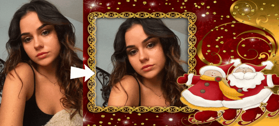 Enjoy Christmas With Your Picture In This Red And Gold Santa Claus Frame! 🎅