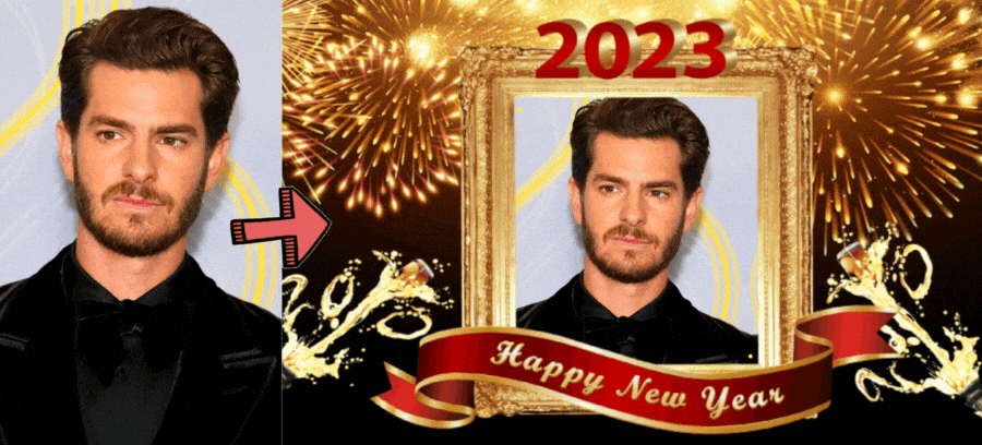 Celebrate 2023 With Your Photo In This Gorgeous Frame Surrounded By Fireworks 🎆
