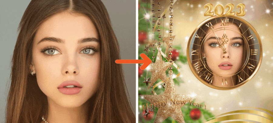 Happy New Year! | Create Your Photo Inside This Beautiful 2023 Clock