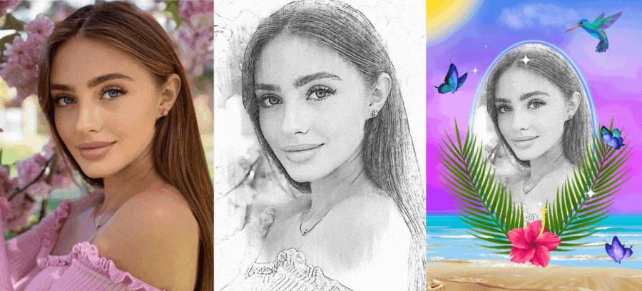 Create A Pencil Sketch Of You In This Exotic Summer Landscape