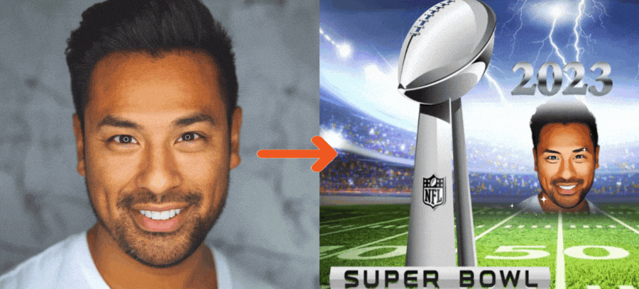 Your Caricature Photo Next To The Super Bowl 2023 Trophy 🏆