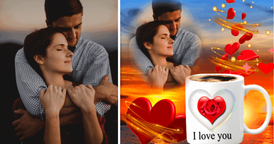 💖 Celebrate Valentine's Day! Add A Romantic Frame To Your Couple Photo!