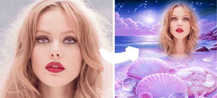 Add Your Photo To This AI-Generated Illustration Of A Dreamy Seashell
