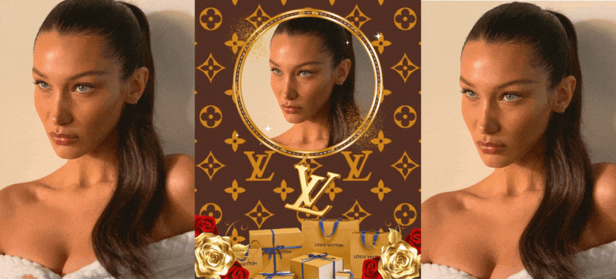 Add Your Photo In This Fancy Frame Surrounded By Louis Vuitton Shopping Bags ✨