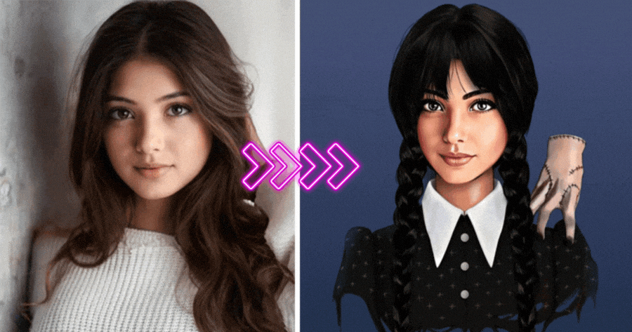 Hiệu ứng biến th&agrave;nh Wednesday Addams
