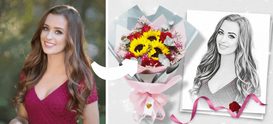 Draw Your Sketch Portrait In This Flower Photo Frame
