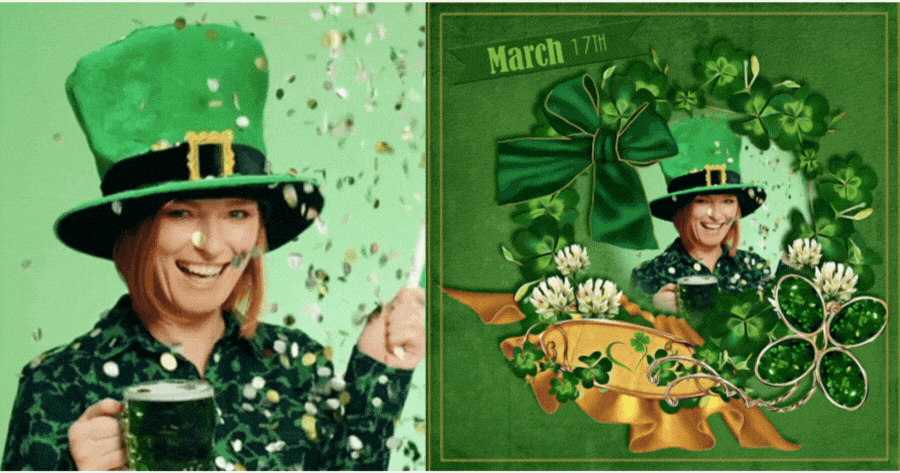 Kỷ niệm Ng&agrave;y Th&aacute;nh Patrick Với Shamrock V&agrave; Khung Ruy băng Xanh