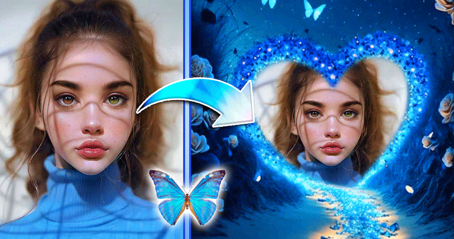 Fluttering Love: Add Your Photo To A Heart With Butterflies