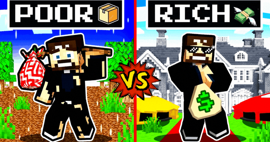 당신은 마인크래프트에서 가난하게 살 것인가, 아니면 부자가 될 것인가?