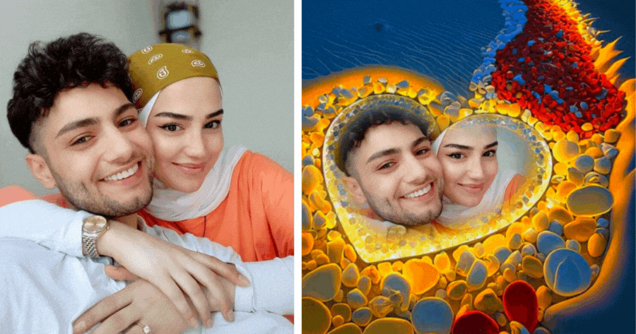 🫶 اصنع صورتك من الرمال على الشاطئ على شكل قلب