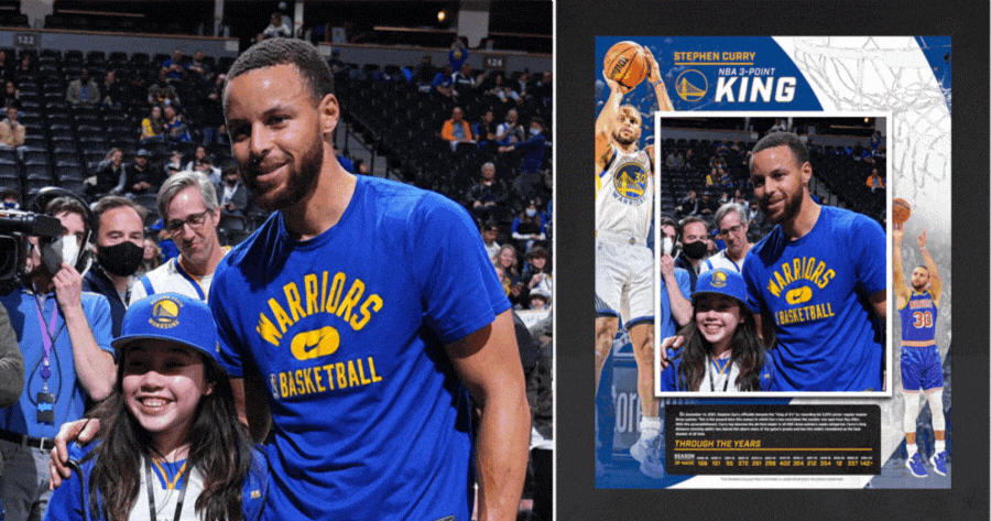 Một bức h&igrave;nh với Stephen Curry trong khung ảnh n&agrave;y