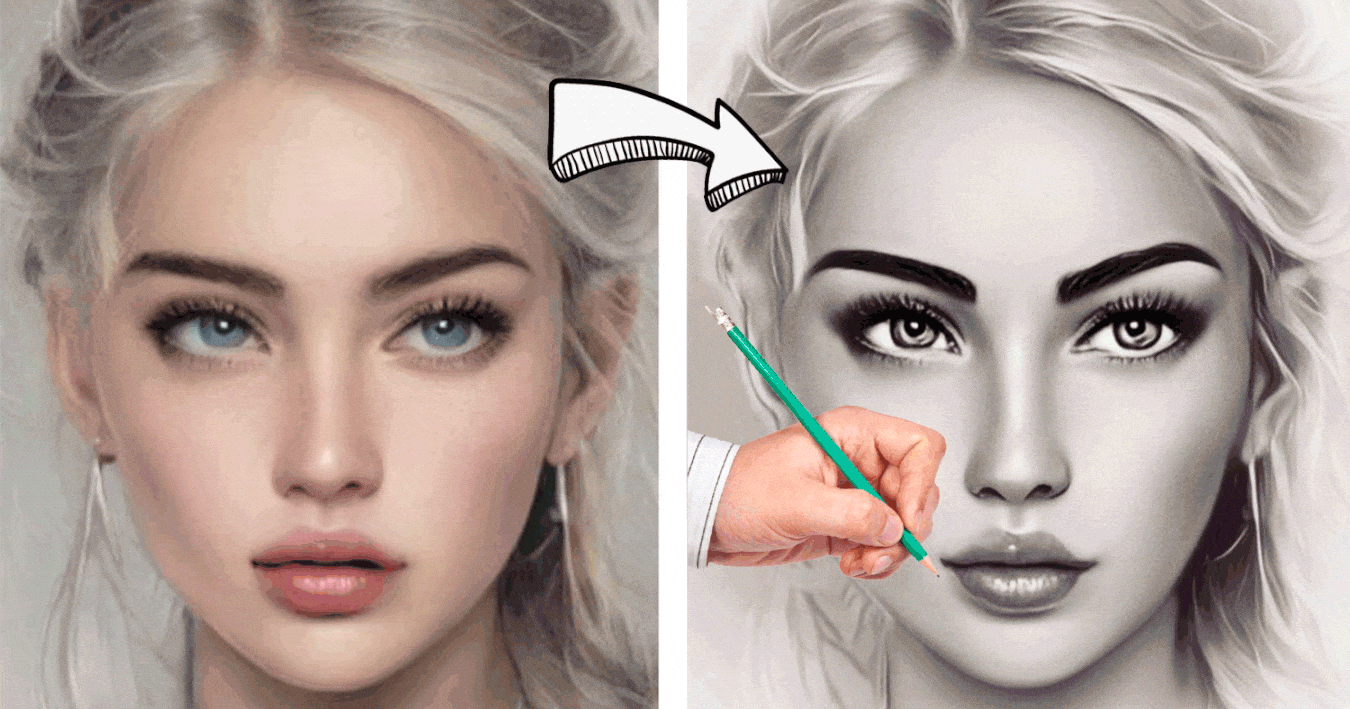 Transformez votre selfie en un superbe croquis ! Notre service gratuit vous fera sourire ! 😄
