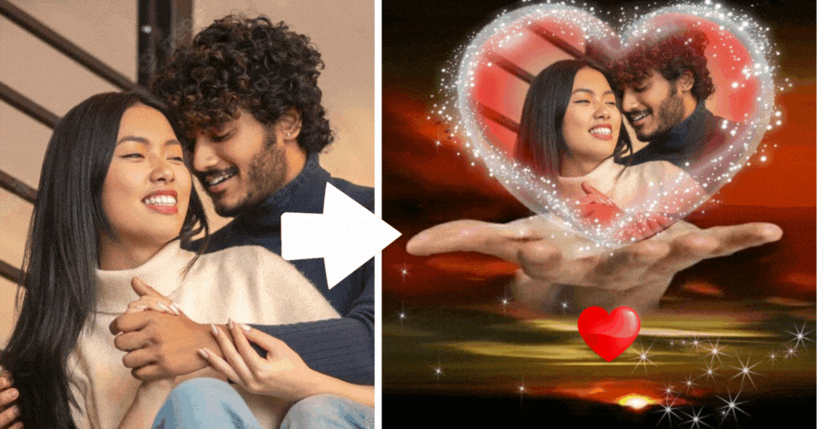 ❤️ Szerelmes keret a p&aacute;ros k&eacute;p&eacute;hez! - Kattintson ide!